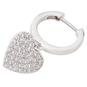 Closeup of Kate Spade Yours Truly Pave Heart Drop Earrings - Silver o0r00153