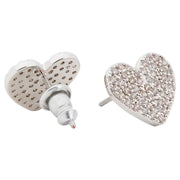 Side & Back View of Kate Spade Yours Truly Pave Heart Studs Earrings - Silver O0R00154
