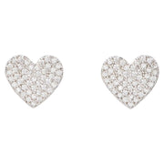 Front View of Kate Spade Yours Truly Pave Heart Studs Earrings - Silver O0R00154