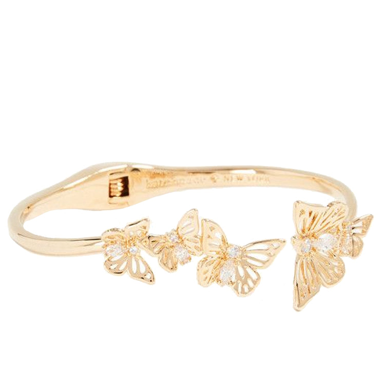 Kate Spade Gold Butterfly Cuff Bracelet in Clear/ Gold kc757