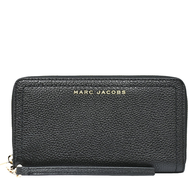 Front View of Marc Jacobs Groove Wristlet Continental Wallet - Black S130L01RE22