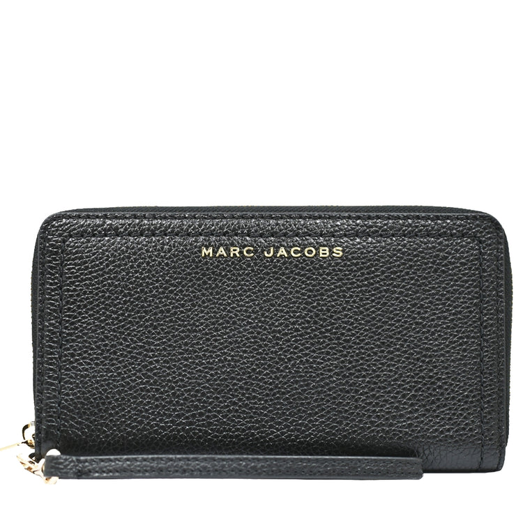 Front View of Marc Jacobs Groove Wristlet Continental Wallet - Black S130L01RE22