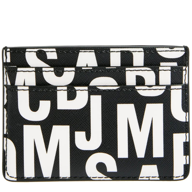 Back VIew of Marc Jacobs Jumbled Logo Trademarc Card Case - Black/ White 4S4SMP008S02