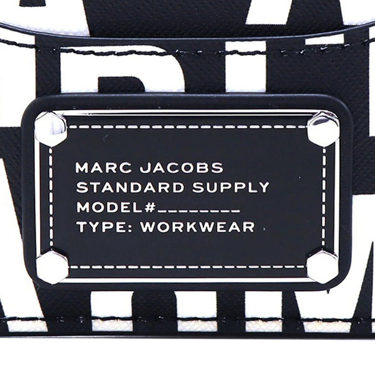 Closeup of Marc Jacobs Jumbled Logo Trademarc Card Case - Black/ White 4S4SMP008S02