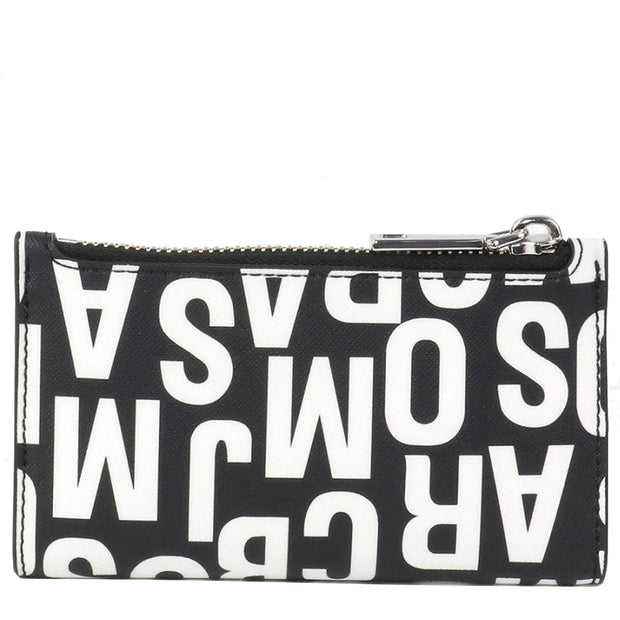 Back View of Marc Jacobs Jumbled Logo Trademarc Medium Flat Wallet - Black/ White 4P4SMP027S02