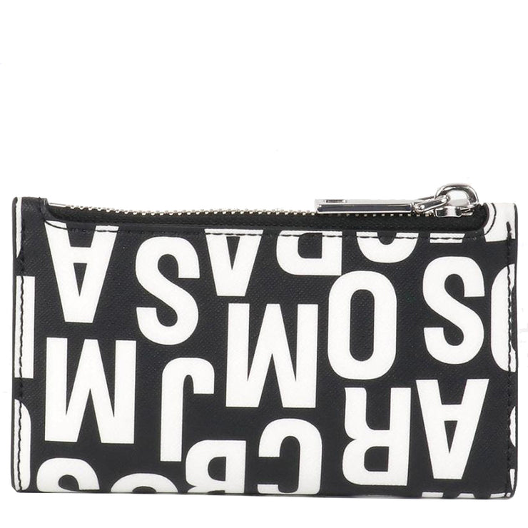 Back View of Marc Jacobs Jumbled Logo Trademarc Medium Flat Wallet - Black/ White 4P4SMP027S02