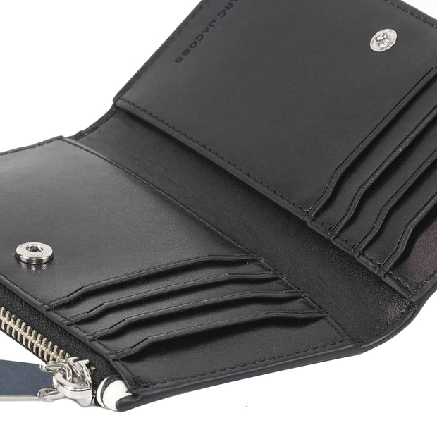 Interior View of Marc Jacobs Jumbled Logo Trademarc Medium Flat Wallet - Black/ White 4P4SMP027S02