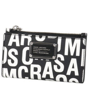 Front View of Marc Jacobs Jumbled Logo Trademarc Medium Flat Wallet - Black/ White 4P4SMP027S02