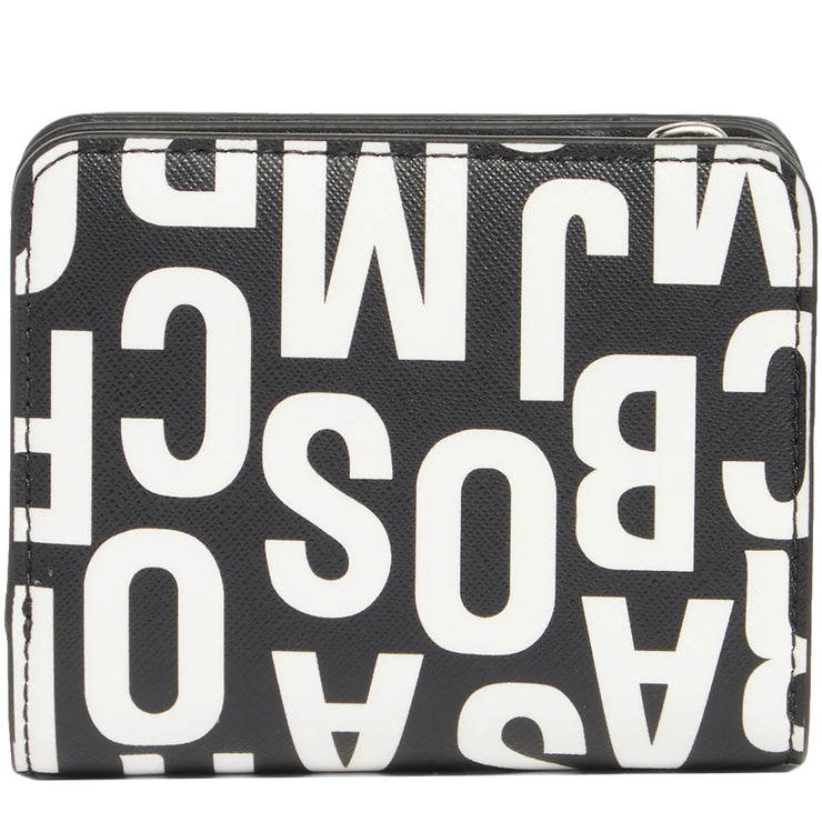 Back View of Marc Jacobs Jumbled Logo Trademarc Mini Compact Wallet - Black/ White 4S4SMP009S02