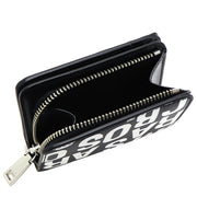 Closeup of Coin Compartment of Marc Jacobs Jumbled Logo Trademarc Mini Compact Wallet - Black/ White 4S4SMP009S02