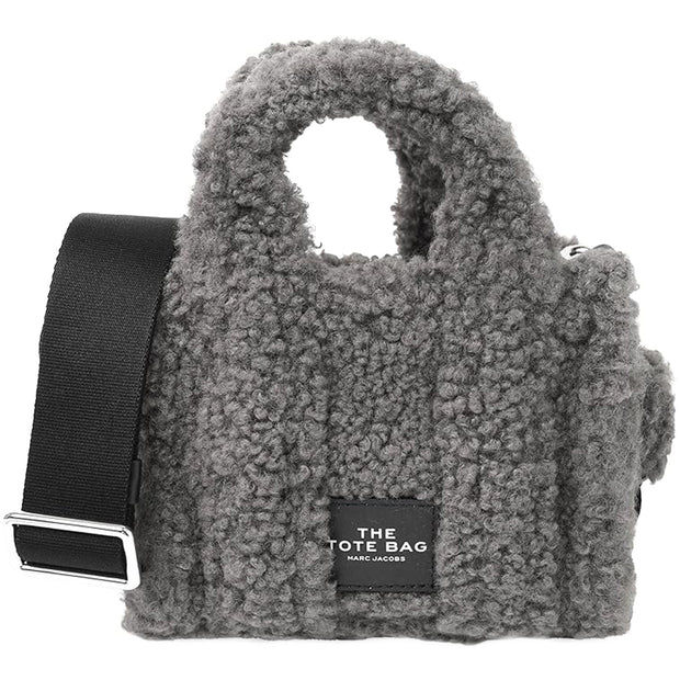 Front View of Marc Jacobs The Teddy Crossbody Tote Bag - Grey H011M12FA22