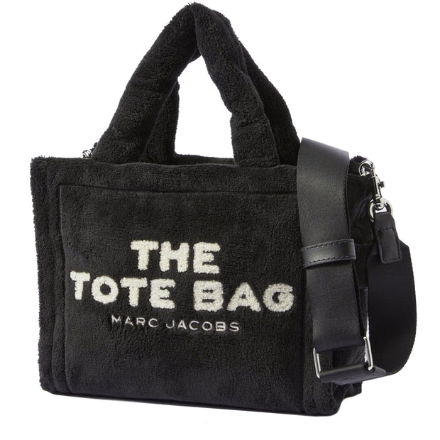 Side View of Marc Jacobs The Terry Small Tote Bag - Black H058M06PF22
