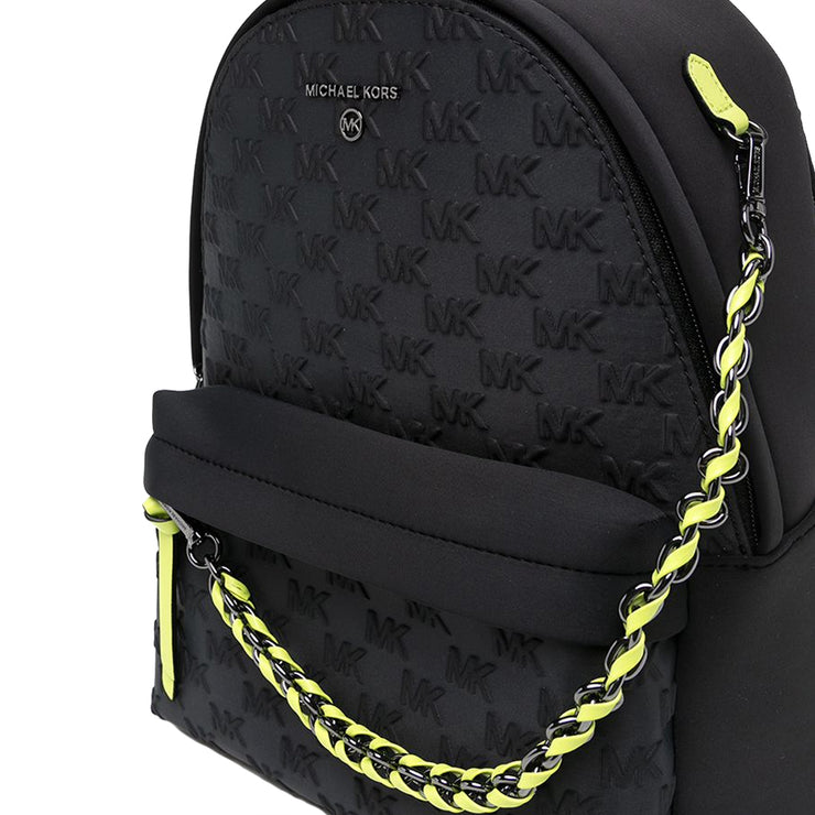 Michael Kors Slater Medium Logo Embossed Scuba Backpack Bag in Bright Limeade Multi 30S2U04B2C
