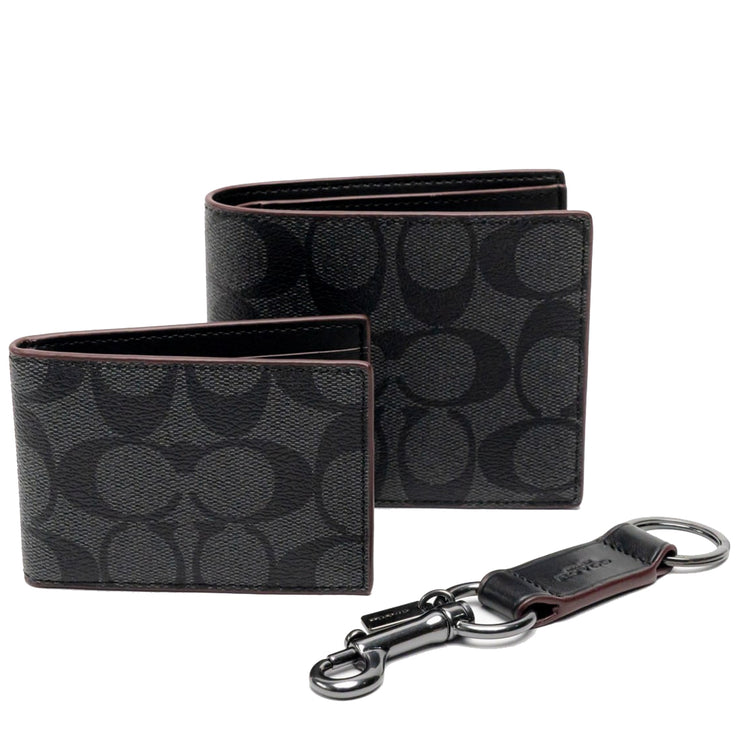 Buy Coach Boxed 3 In 1 Wallet Gift Set In Signature Canvas in Black/ Oxblood CS434 Online in Singapore | PinkOrchard.com