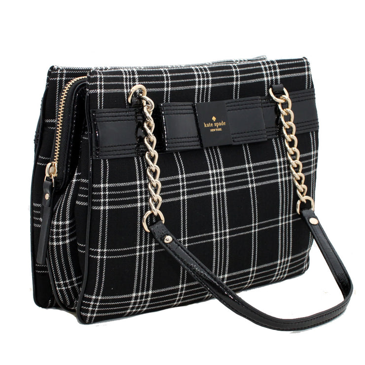 Kate Spade Primrose Hill Plaid Zippered Darcy Bag- Black