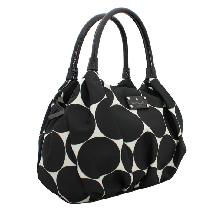 Kate Spade Deborah Dot Nylon Small Karen Bag- Black-Clotted Cream