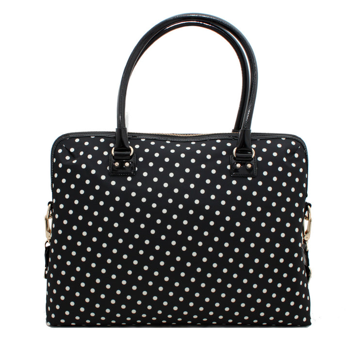 Kate Spade Spot Nylon Calista Laptop Bag- Black-Cream