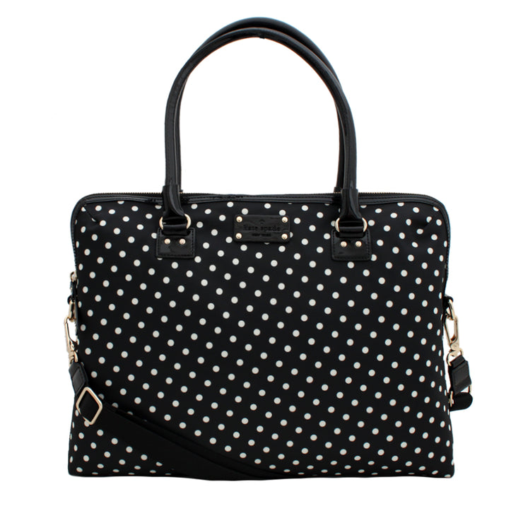 Kate Spade Spot Nylon Calista Laptop Bag- Black-Cream