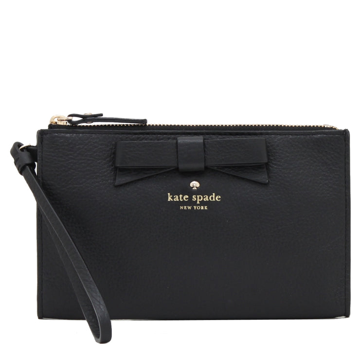 Kate Spade North Court Bow Leyna Wristlet Clutch Bag- Black