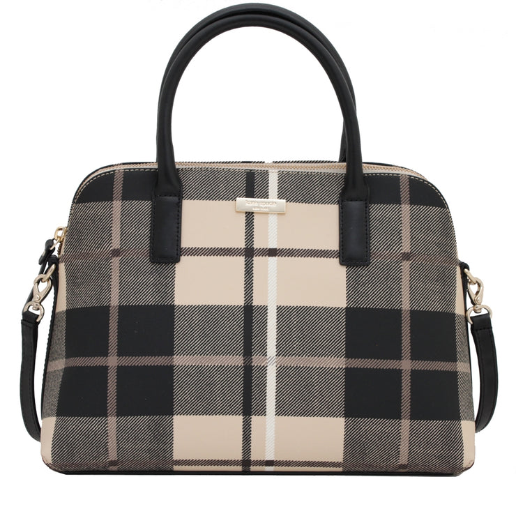 Kate Spade Grant Street Grainy Vinyl Small Rachelle Bag- Woodland Plaid Pumice