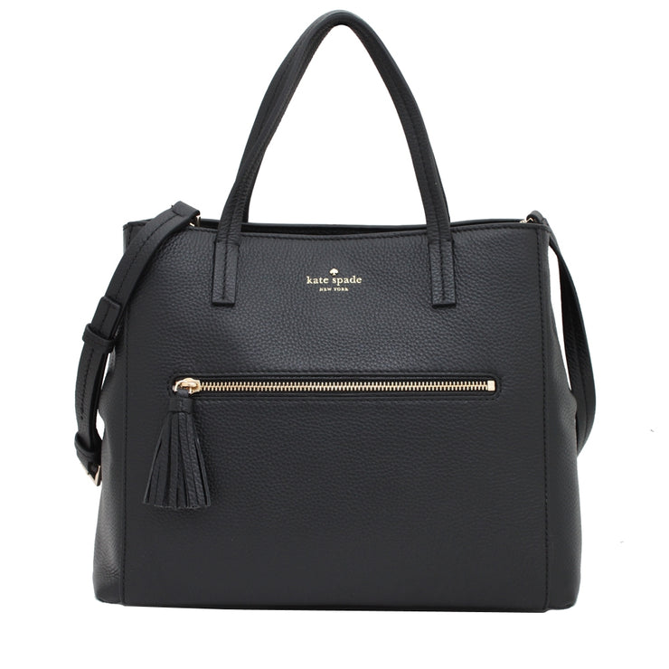 Kate Spade Spencer Court Tera Leather Satchel Bag- Black