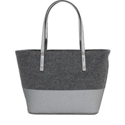 Kate Spade Frosted Felt Small Harmony Bag with Wristlet- Heather Grey- Silver