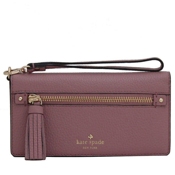 Kate Spade Spencer Court Rae Leather Wallet Wristlet- Dusty Peony