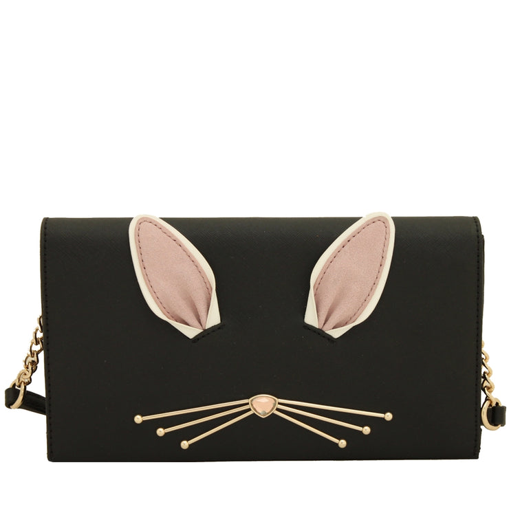 Kate Spade Hop To It Rabbit Cali Clutch- Crossbody Bag- Black