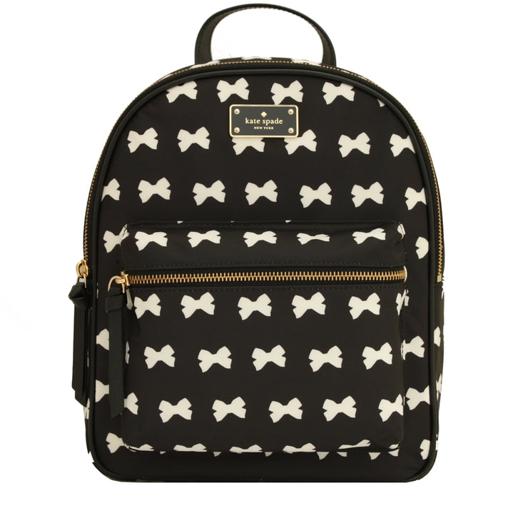 Kate Spade Wilson Road Bow Small Bradley Back Pack Bag- Black- Cream