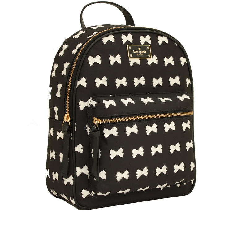 Kate Spade Wilson Road Bow Small Bradley Back Pack Bag- Black- Cream