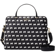 Kate Spade Wilson Road Bow Daveney Laptop Bag- Black-Cream