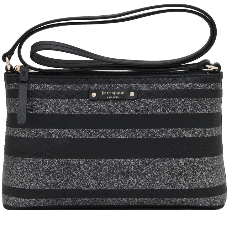 Kate Spade Haven Lane Ramey Bag- Black- Glitter Stripes