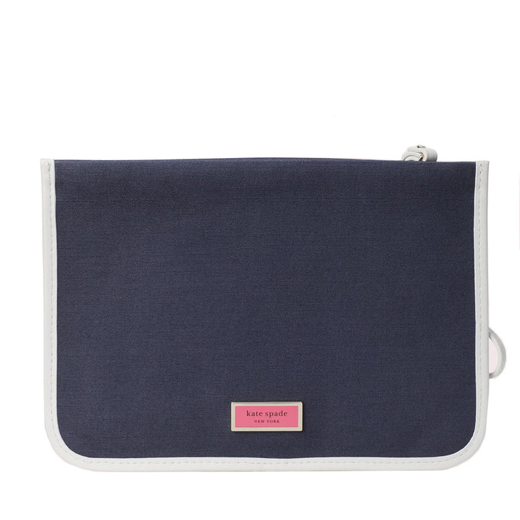 Kate Spade Sam Canvas Plunge Small Wristlet- Clutch Bag- Blazer Blue