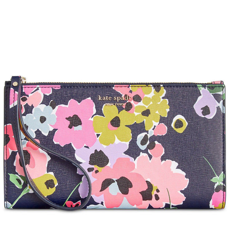 Kate Spade Sylvia Wildflower Bouquet Large Continental Wristlet- Wallet- Navy Multi