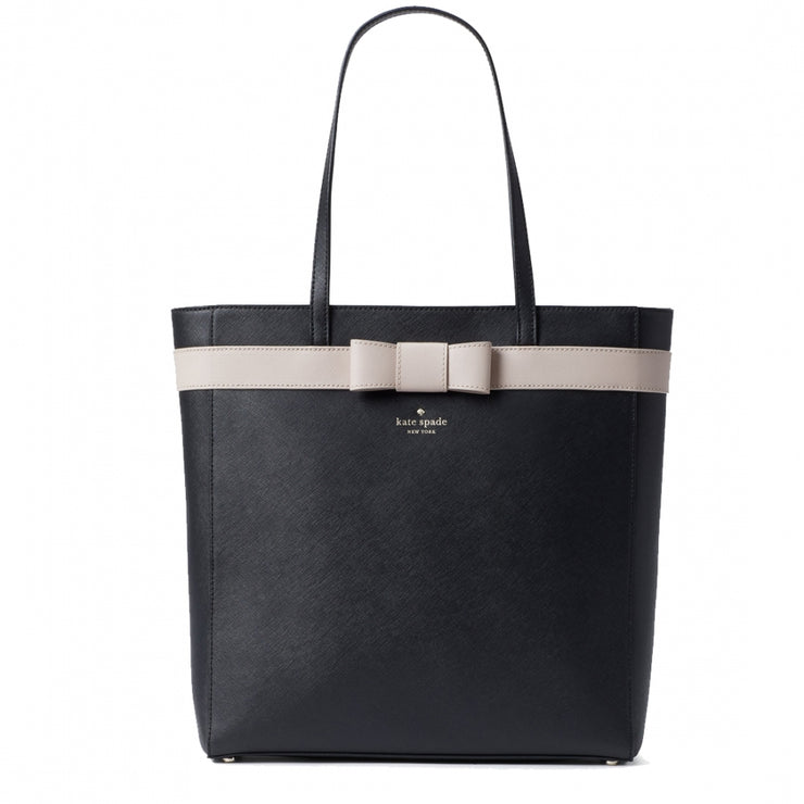 Kate Spade Kirk Park Saffiano Britain Bag- Black/ Warm Beige –