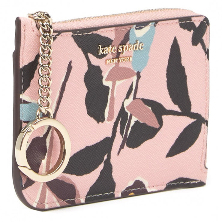 Kate Spade Cameron Paper Rose Medium L-Zip Cardholder wlru5525