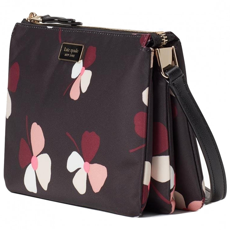 Kate Spade Dawn Dusk Buds Triple Gusset Crossbody Bag- Black Multi