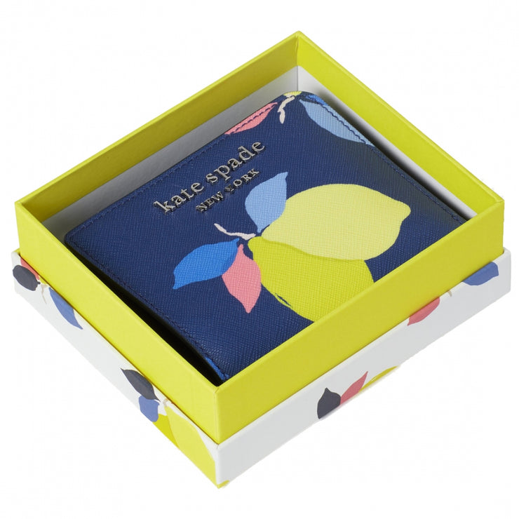 Kate Spade Cameron Lemon Zest Boxed Small L-Zip Bifold Wallet wlru6246