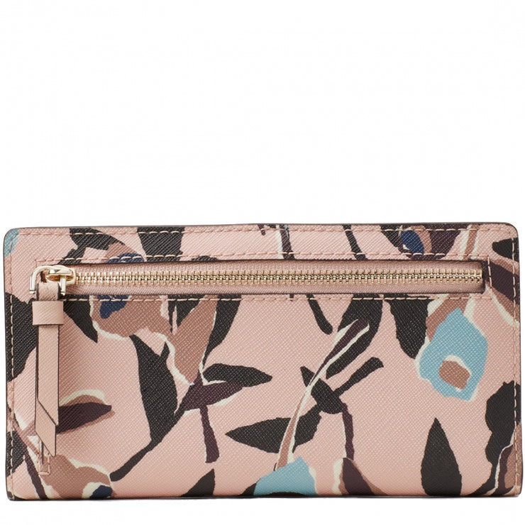 Kate Spade Cameron Paper Rose Large Slim Bifold Wallet WLRU5538 in Pink Multi