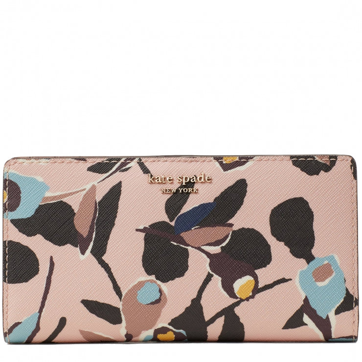 Kate Spade Cameron Paper Rose Large Slim Bifold Wallet WLRU5538 in Pink Multi