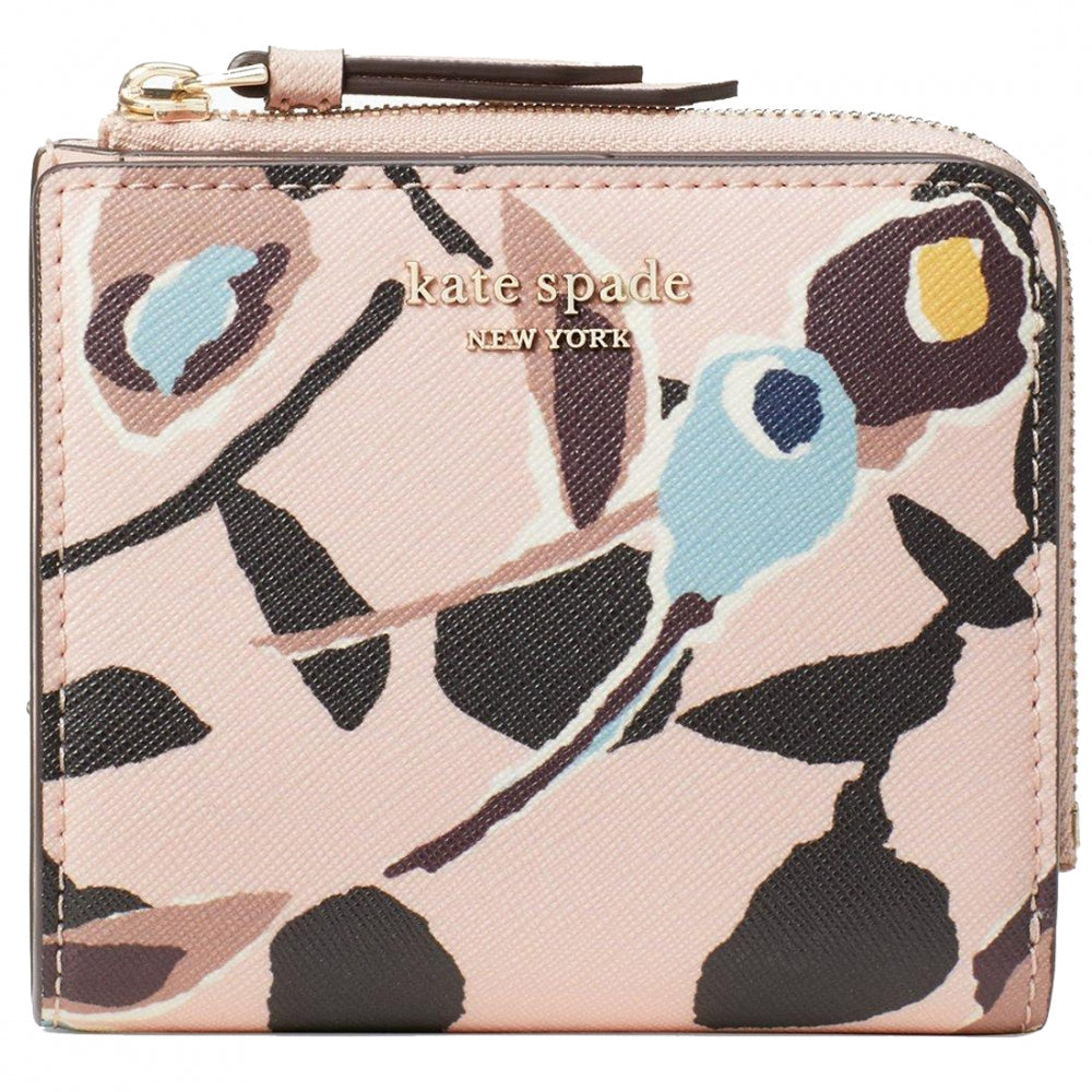 Kate Spade Cameron Paper Rose Small L-Zip Bifold Wallet in Pink Multi