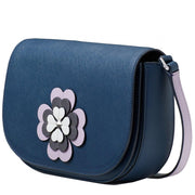 Kate Spade Reiley Spade Flower Applique Flap Crossbody Bag WKRU6060 in Petrol Blue