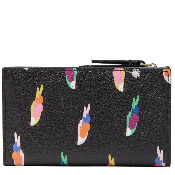 Kate Spade Flock Party Small Slim Bifold Wallet wlru6214 in Black Multi 