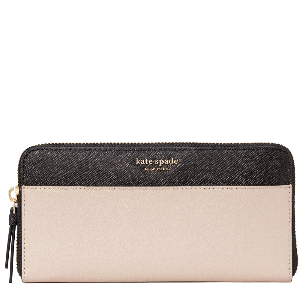 Kate Spade Cameron Large Continental Wallet in Warm Beige/ Black