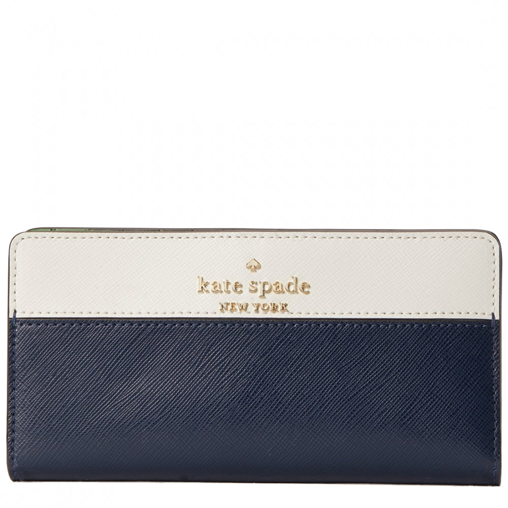 Kate Spade Staci Colorblock Large Slim Bifold Wallet in Vermagrmul PinkOrchard