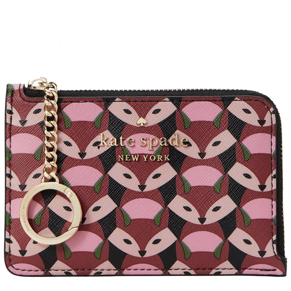 Kate Spade Staci Geo Fox Medium L-Zip Card Holder in Multi