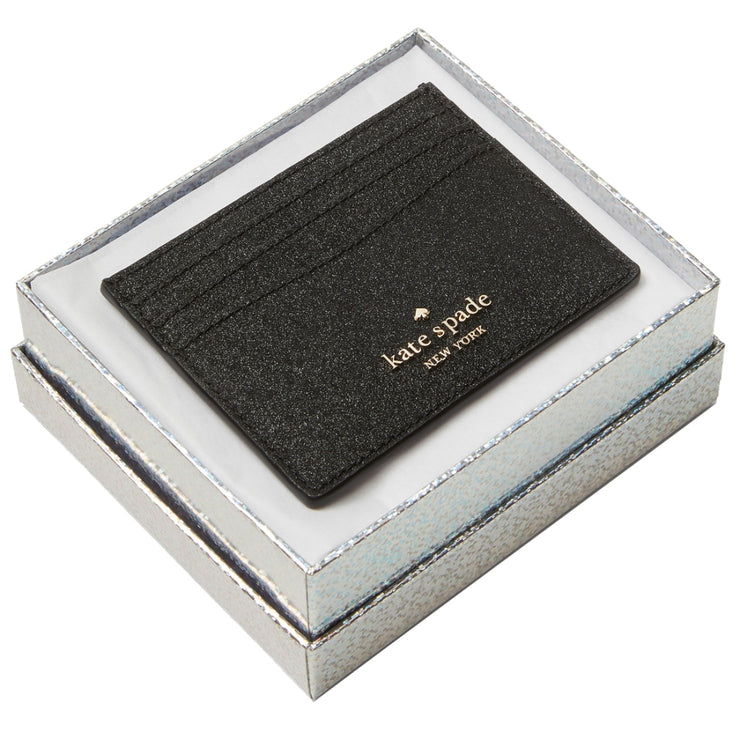 Kate Spade Lola Glitter Boxed Small Slim Card Holder in Black