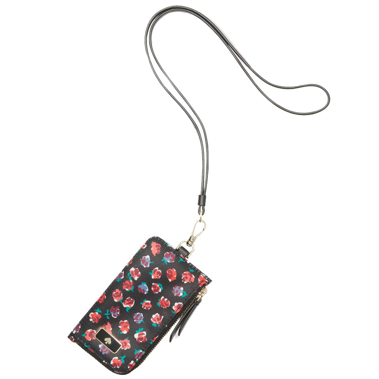 Kate Spade Dawn Bold Roses Mini Card Case Lanyard