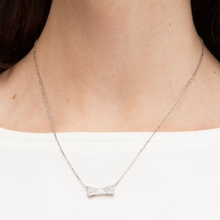 Buy Kate Spade Ready Set Bow Pave Bow Mini Pendant Necklace in Clear/ Silver o0ru2737 Online in Singapore | PinkOrchard.com