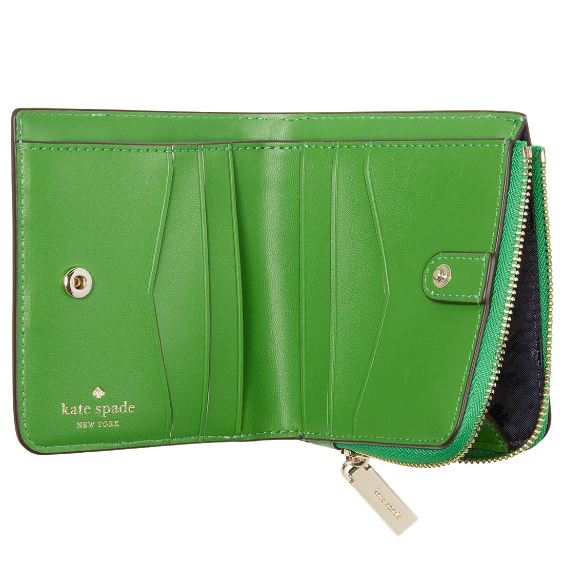Kate Spade Staci Colorblock Small LZip Bifold Wallet in Verona Green